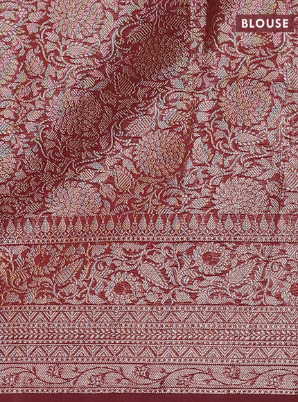 Rustic Orange & Maroon Semi Chiniya Silk Saree