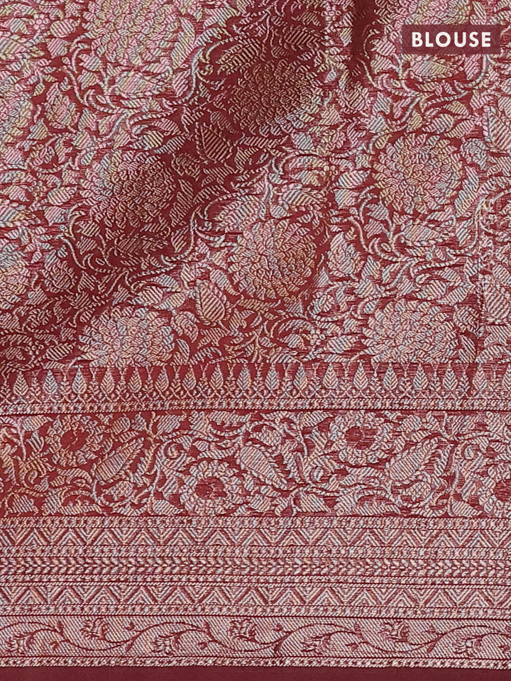 Rustic Orange & Maroon Semi Chiniya Silk Saree