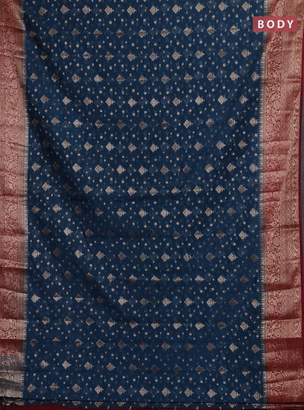 Peacock Green & Wine Semi Chiniya Silk Saree