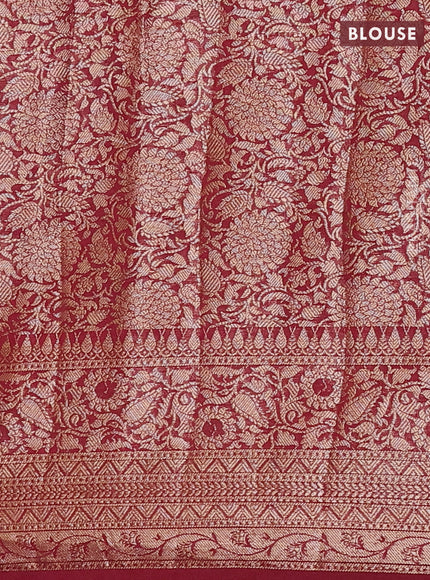 Peacock Green & Wine Semi Chiniya Silk Saree