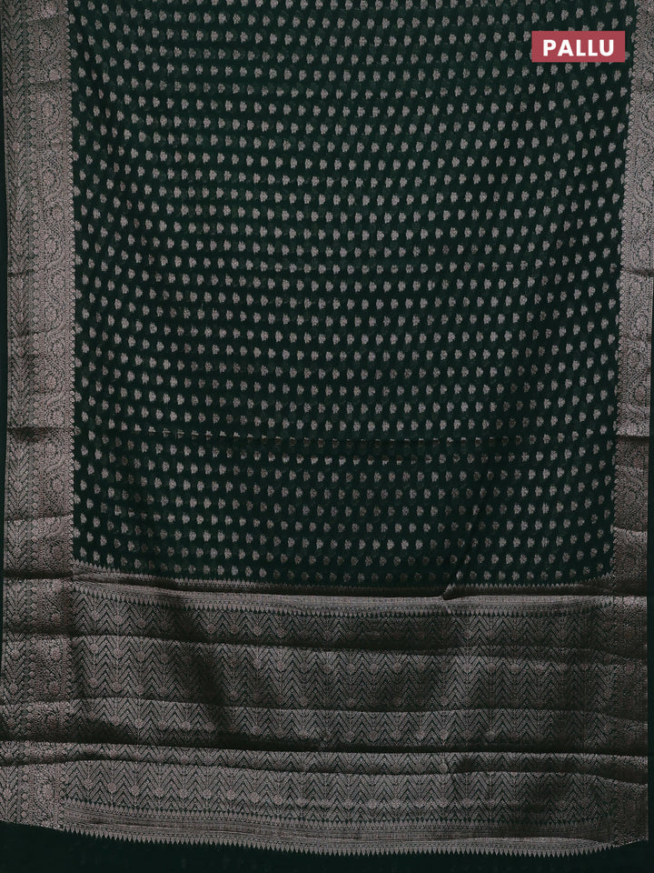 Bottle Green Semi Chiniya Silk Saree