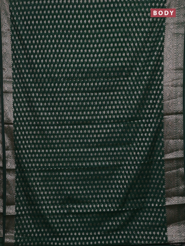 Bottle Green Semi Chiniya Silk Saree