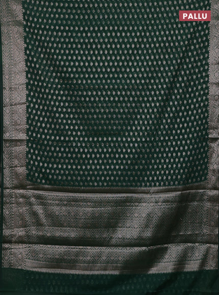 Bottle Green Semi Chiniya Silk Saree