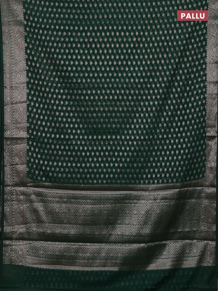 Bottle Green Semi Chiniya Silk Saree