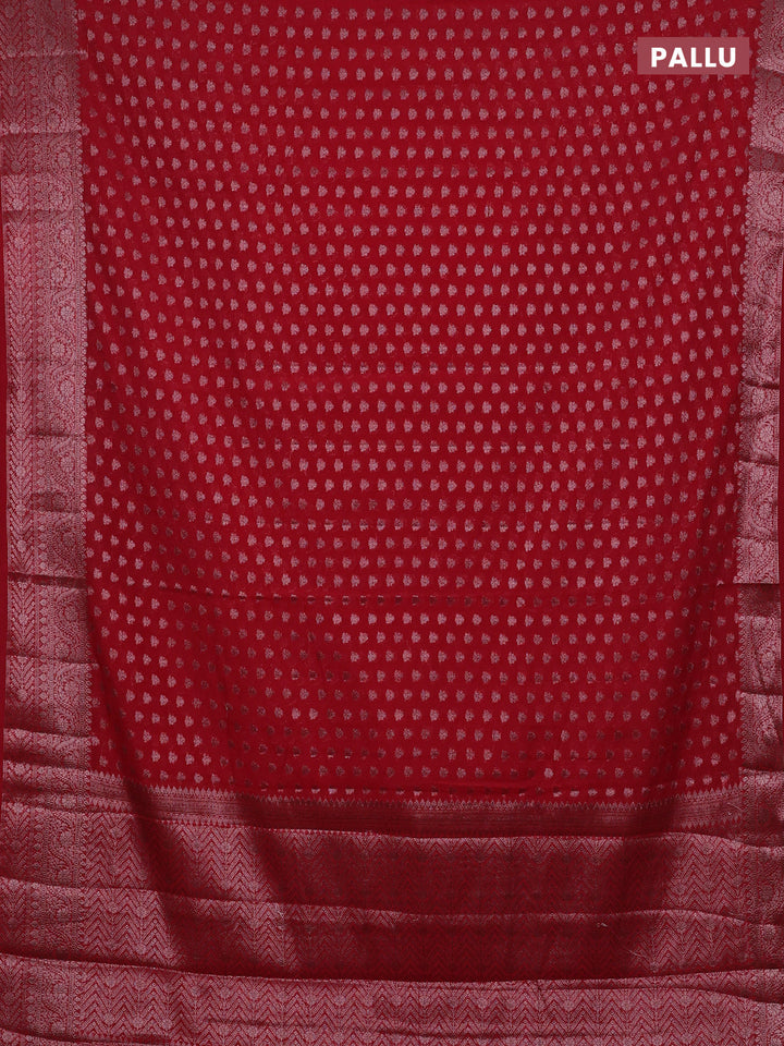 Red Semi Chiniya Silk Saree