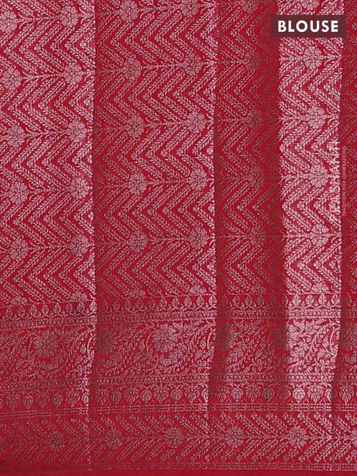 Red Semi Chiniya Silk Saree