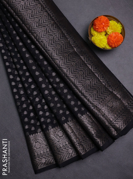 Black Semi Chiniya Silk Saree