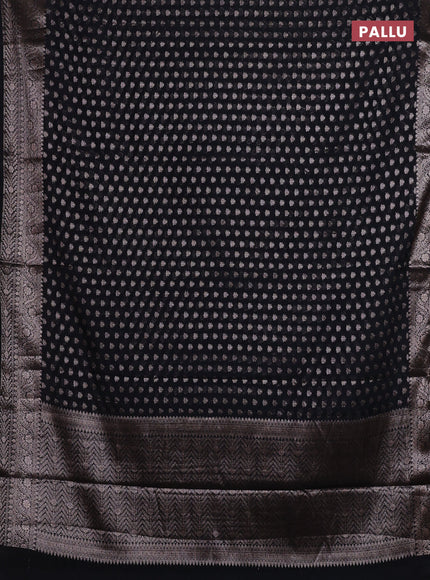 Black Semi Chiniya Silk Saree