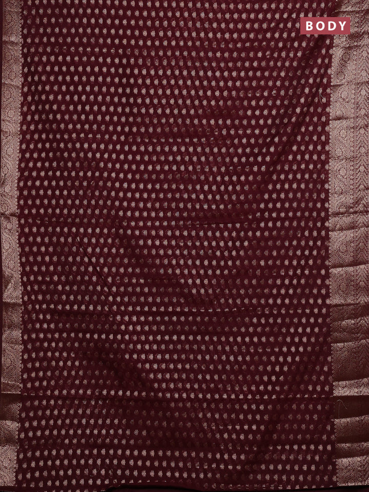 Maroon Semi Chiniya Silk Saree
