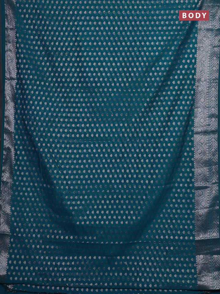 Peacock Green Semi Chiniya Silk Saree