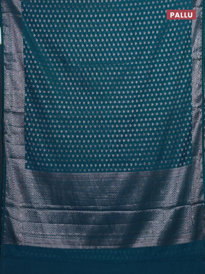 Peacock Green Semi Chiniya Silk Saree