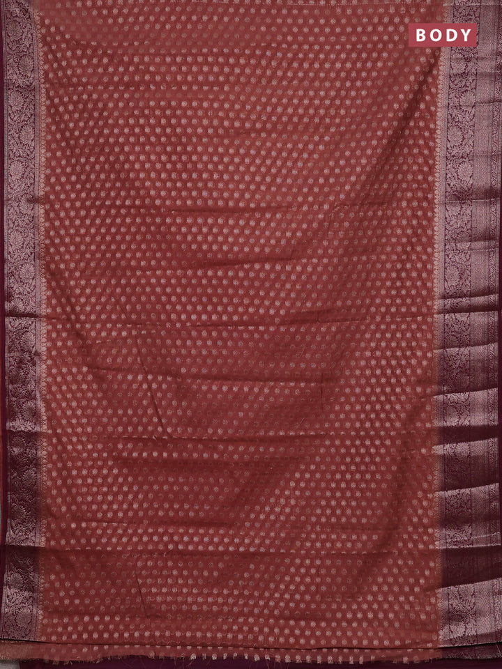 Pastel Brown & Wine Semi Chiniya Silk Saree