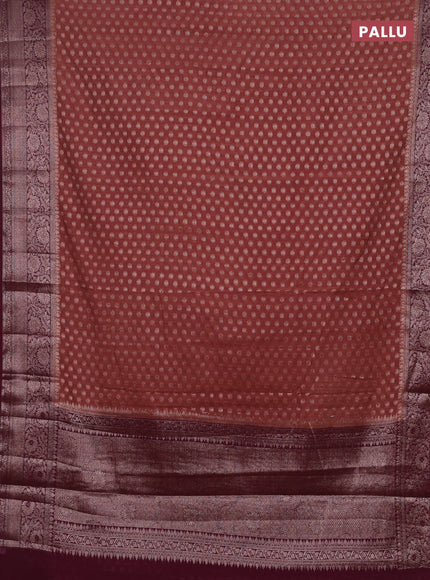 Pastel Brown & Wine Semi Chiniya Silk Saree