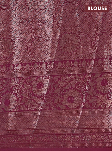 Pastel Brown & Wine Semi Chiniya Silk Saree