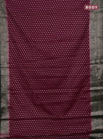Wine & Bottle Green Semi Chiniya Silk Saree