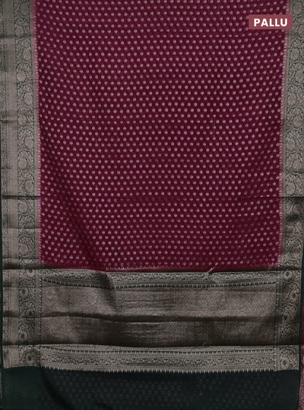 Wine & Bottle Green Semi Chiniya Silk Saree
