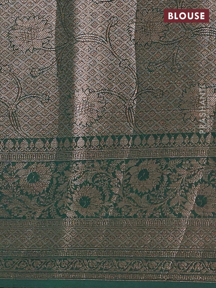 Wine & Bottle Green Semi Chiniya Silk Saree
