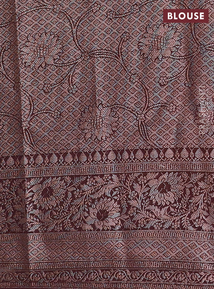 Mustard Green & Coffee Brown Semi Chiniya Silk Saree