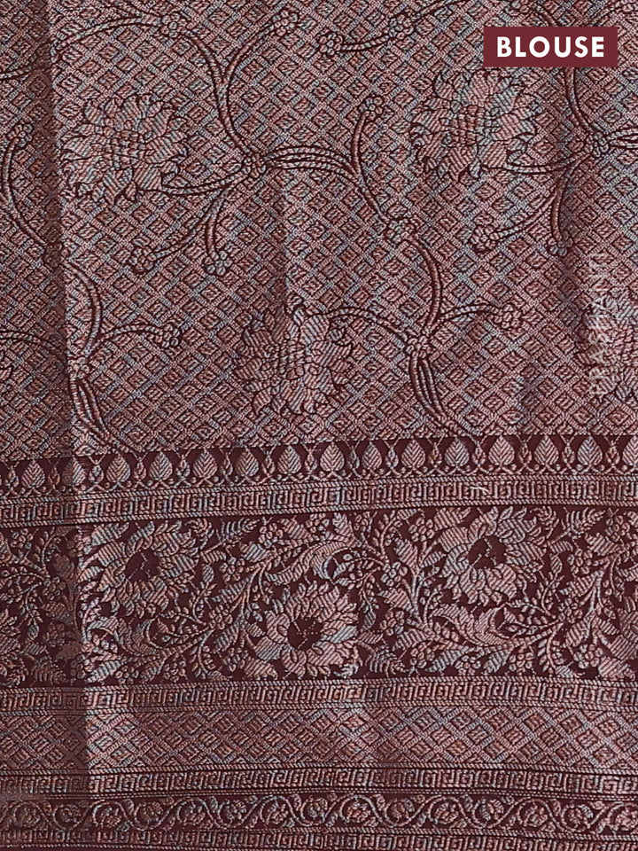 Mustard Green & Coffee Brown Semi Chiniya Silk Saree