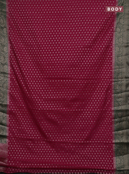 Pink & Bottle Green Semi Chiniya Silk Saree