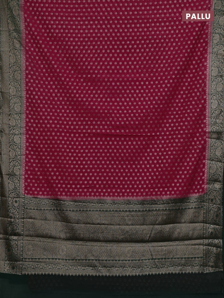 Pink & Bottle Green Semi Chiniya Silk Saree