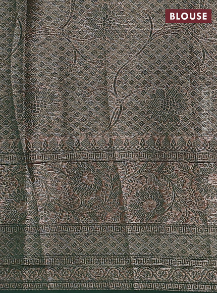 Pink & Bottle Green Semi Chiniya Silk Saree