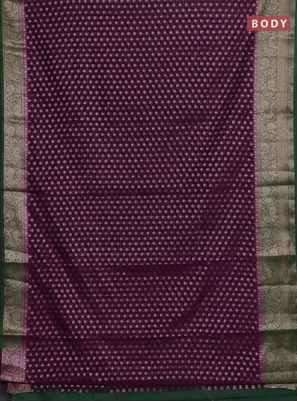 Wine & Green Semi Chiniya Silk Saree
