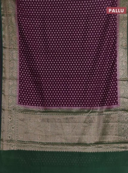 Wine & Green Semi Chiniya Silk Saree