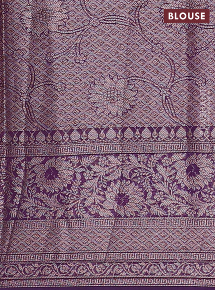 Mustard Yellow & Purple Semi Chiniya Silk Saree