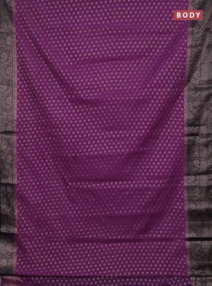 Lavender & Navy Blue Semi Chiniya Silk Saree