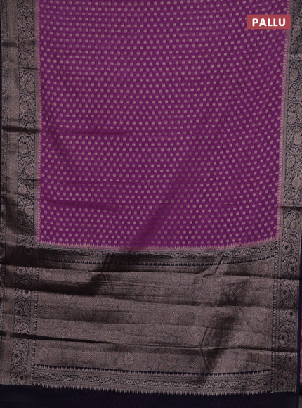 Lavender & Navy Blue Semi Chiniya Silk Saree