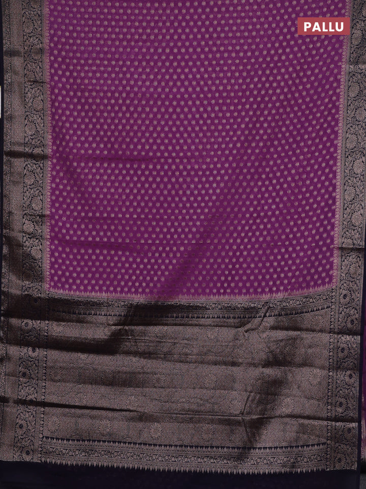 Lavender & Navy Blue Semi Chiniya Silk Saree