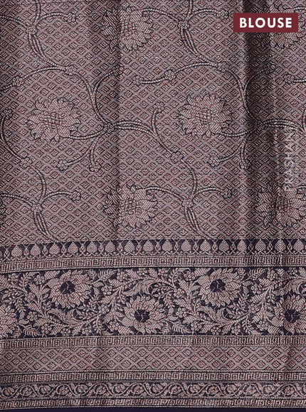 Lavender & Navy Blue Semi Chiniya Silk Saree
