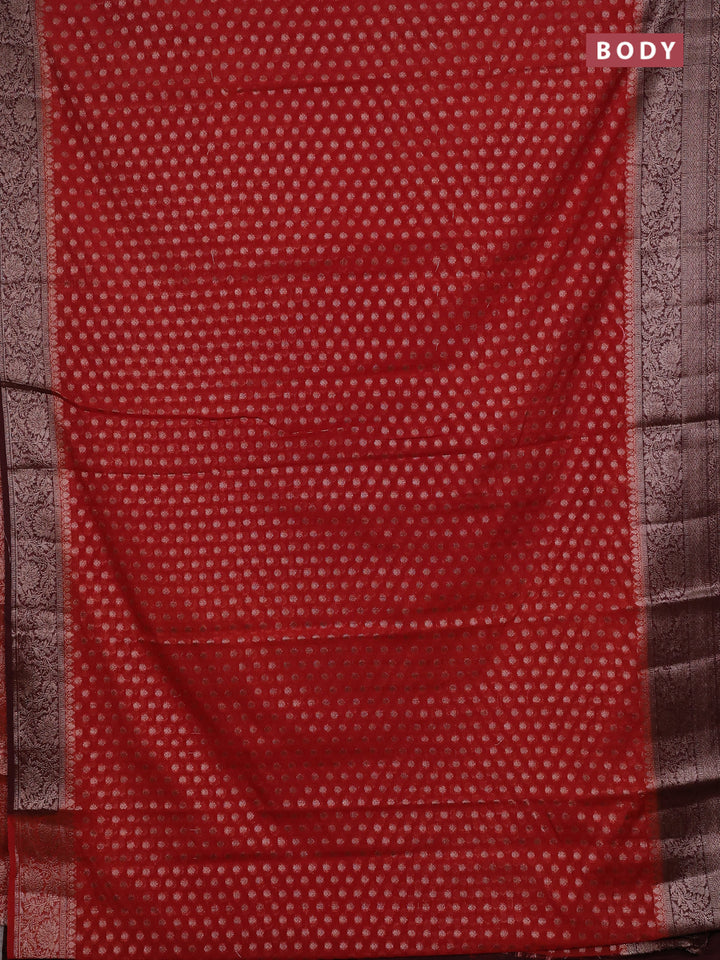 Rustic Orange & Maroon Semi Chiniya Silk Saree