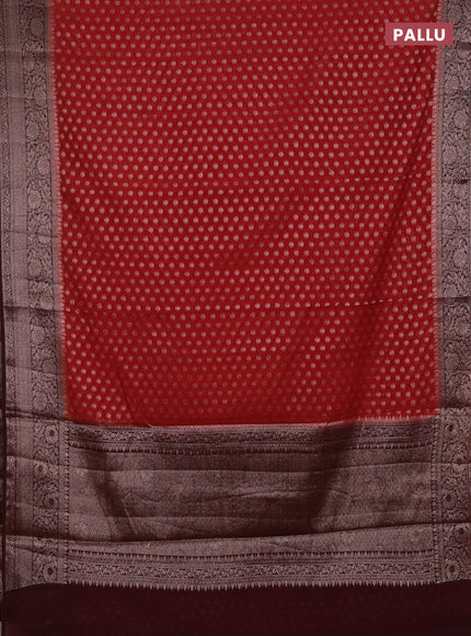 Rustic Orange & Maroon Semi Chiniya Silk Saree