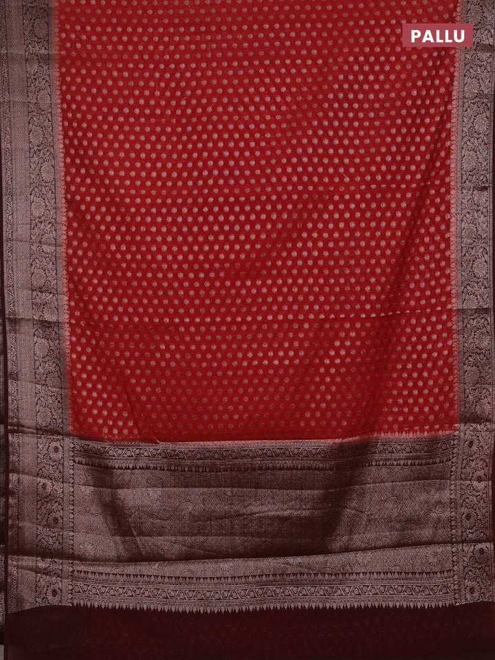 Rustic Orange & Maroon Semi Chiniya Silk Saree