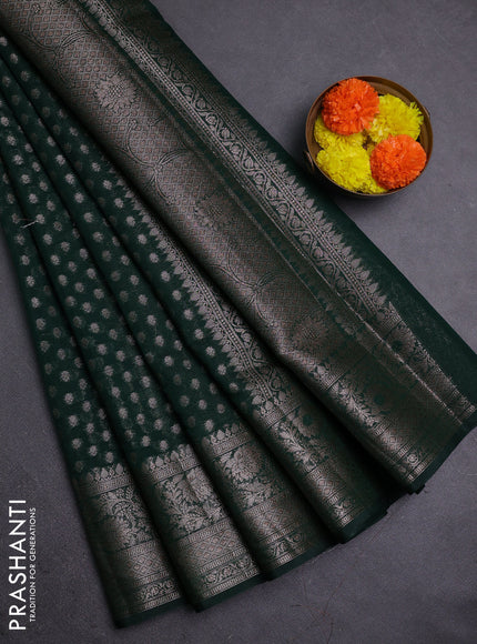 Bottle Green Semi Chiniya Silk Saree