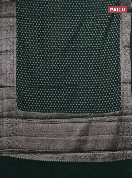 Bottle Green Semi Chiniya Silk Saree