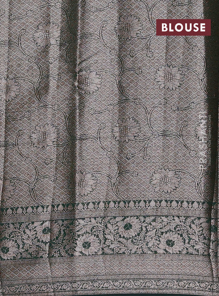 Bottle Green Semi Chiniya Silk Saree