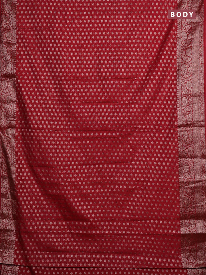Red Semi Chiniya Silk Saree