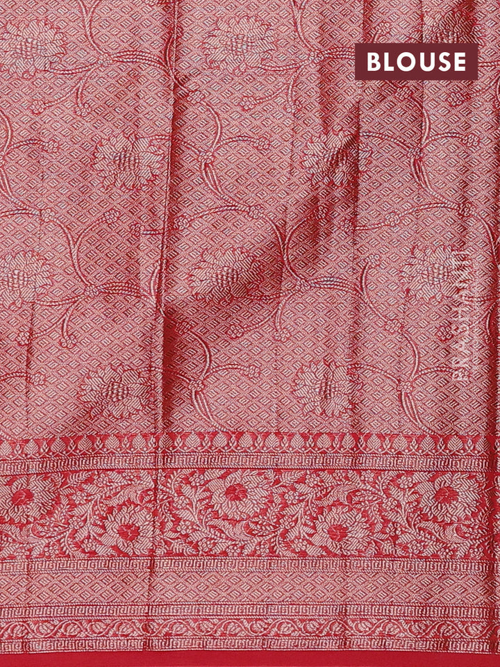 Red Semi Chiniya Silk Saree
