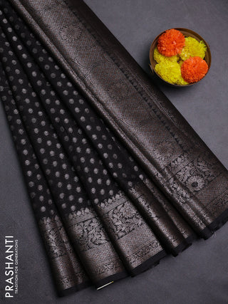 Black Semi Chiniya Silk Saree