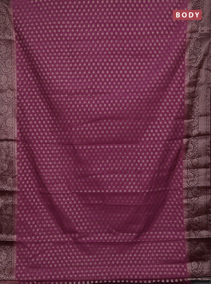 Mauve Pink & Wine Semi Chiniya Silk Saree