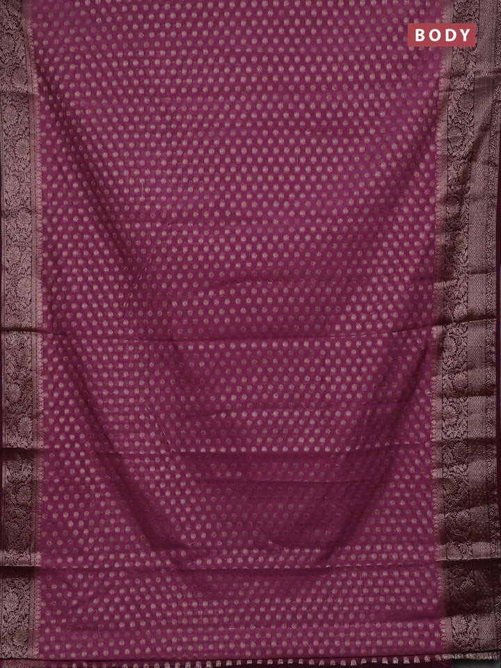 Mauve Pink & Wine Semi Chiniya Silk Saree