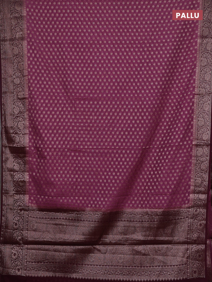Mauve Pink & Wine Semi Chiniya Silk Saree