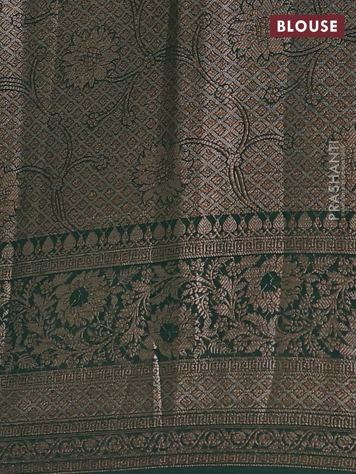 Red & Bottle Green Semi Chiniya Silk Saree
