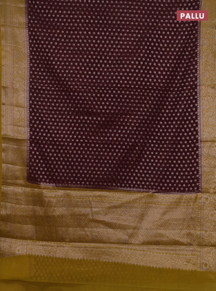 Maroon & Mustard Semi Chiniya Silk Saree