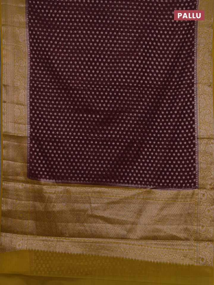 Maroon & Mustard Semi Chiniya Silk Saree