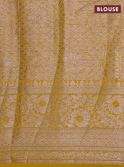 Maroon & Mustard Semi Chiniya Silk Saree