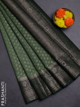 Pastel Green & Bottle Green Semi Chiniya Silk Saree